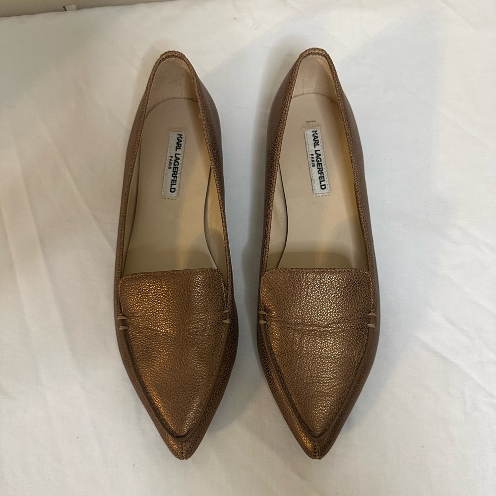 Karl Lagerfeld Women's Metallic Goal Pointed Loafers Flats